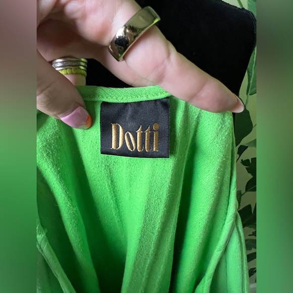 Dotti Bright Green Ribbed Short Sleeve Mini Dress Size M - Picture 5 of 5
